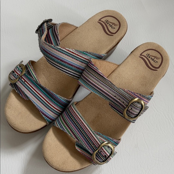 Dansko Women’s Shoes Sophie Stripe Leather Slip On Slide Sandals size 9.5 - Picture 4 of 15